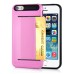 Impact Resistant Wallet Case Card Slot Shell Shockproof Hard TPU And PC Back Cover For iPhone 5 / 5s - Pink