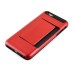 Impact Resistant Wallet Case Card Slot Shell Shockproof Hard TPU And PC Back Cover For iPhone 5 / 5s - Red