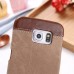 Jeans Cloth Splicing Leather Hard Back PC Shell Case Cover for Samsung Galaxy S6 Edge - Brown