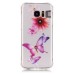 LED Flash Incoming Call Transparent Diamond Flower And Butterfly TPU Blink Back Case Cover for Samsung Galaxy S7 Edge