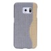 Linen Design Card Slot Holder Back Case Cover for Samsung Galaxy S6 Edge - Grey