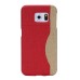 Linen Design Card Slot Holder Back Case Cover for Samsung Galaxy S6 Edge - Red