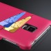 Litchi Grain Floral Printed Card Holder Design Genuine Leather Back Case for Samsung Galaxy Note 4 - Magenta