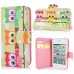 Lovely Owls  Built-in Wallet Leather Case Cover for iPhone 4/4S