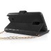 Luxury Bing Golden Metal Strip Rhinestone Stand Case Leather Cover Wallet For Samsung Galaxy Note 4 - Black