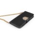 Luxury Bing Golden Metal Strip Rhinestone Stand Case Leather Cover Wallet For Samsung Galaxy S4 - Black