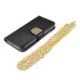 Luxury Bing Golden Metal Strip Rhinestone Stand Case Leather Cover Wallet For Samsung Galaxy S4 - Black