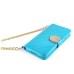 Luxury Bing Golden Metal Strip Rhinestone Stand Case Leather Cover Wallet For Samsung Galaxy S5 G900 - Blue