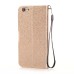 Luxury Bling Rhinestone and Golden Metal Pattern Magnetic Stand Leather Case with Card Slot for iPhone 6 4.7 inch - Gold