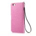 Luxury Bling Rhinestone and Golden Metal Pattern Magnetic Stand Leather Case with Card Slot for iPhone 6 4.7 inch - Pink