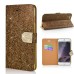 Luxury Glittering Rhinestone Diamond and Golden Metal Pattern Decorated Flip Leather Case with Card Slot for iPhone 6 Plus - Dark Brown