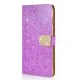 Luxury Glittering Rhinestone Diamond and Golden Metal Pattern Decorated Flip Leather Case with Card Slot for iPhone 6 Plus - Purple