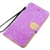 Luxury Glittering Rhinestone Diamond and Golden Metal Pattern Decorated Flip Leather Case with Card Slot for iPhone 6 Plus - Purple