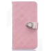 Luxury Metal Button PU Leather Folio Stand Case With Card Slots for Samsung Galaxy Note 5 - Pink
