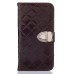 Luxury Metal Button PU Leather Folio Stand Case With Card Slots for Samsung Galaxy S6 Edge - Brown