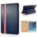 Luxury PU Leather Stripe Flip Stand Card Slot Case Cover For iPad Mini1/2/3 - Blue