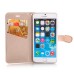 Luxury Rhinestone Magnetic Flip Stand Leather Case with Card Slot for iPhone 6 Plus - Champagne Gold