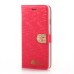 Luxury Rhinestone Magnetic Flip Stand Leather Case with Card Slot for iPhone 6 Plus - Watermelon Red
