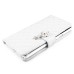 Luxury Rhinestone Magnetic Wallet Card Slots PU Leather Flip Stand Case Cover For Samsung Galaxy Note 4 - White