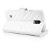 Luxury Rhinestone Magnetic Wallet Card Slots PU Leather Flip Stand Case Cover For Samsung Galaxy Note 4 - White