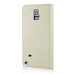 Luxury Rhombus Grid Pattern Magnetic Embedded Stand Leather Case with Card Holder for Samsung Galaxy Note 4 - White