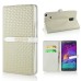 Luxury Rhombus Grid Pattern Magnetic Embedded Stand Leather Case with Card Holder for Samsung Galaxy Note 4 - White
