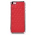 Luxury Rhombus Pattern Sheepskin Leather Coating Lambskin And Electroplated Plastic Hard Case Cover For iPhone 5C