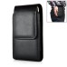 Luxury Universal Vertical Leather Pouch Holster with Belt Clip for Samsung Galaxy S6 G920/S6 Edge/S5 - Black
