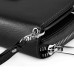 Luxury Zipper Wallet PU Leather Bag Pouch With Magnetic Plastic Hard Back Case For Samsung Galaxy S6 G920 - Black