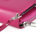 Luxury Zipper Wallet PU Leather Bag Pouch With Magnetic Plastic Hard Back Case For Samsung Galaxy S6 G920 - Magenta