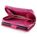 Luxury Zipper Wallet PU Leather Bag Pouch With Magnetic Plastic Hard Back Case For Samsung Galaxy S6 G920 - Magenta