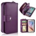 Luxury Zipper Wallet PU Leather Bag Pouch With Magnetic Plastic Hard Back Case For Samsung Galaxy S6 G920 - Purple