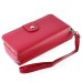 Luxury Zipper Wallet PU Leather Bag Pouch With Magnetic Plastic Hard Back Case For Samsung Galaxy S6 G920 - Red