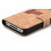 Map Wallet Style Leather Case Cover For iPhone 4S - Brown
