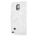 Maple Leaf Glittering Flower Pattern Magnetic Folio Leather Case with Card Slot for Samsung Galaxy Note 4 - White