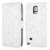 Maple Leaf Glittering Flower Pattern Magnetic Folio Leather Case with Card Slot for Samsung Galaxy Note 4 - White
