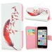 New Arrive Fashion Colorful Drawing Printed Red Feather Dove PU Leather Flip Wallet Stand Case With Card Slots For iPhone 5c