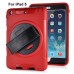 New Fashion 360 Degree Rotating Plastic Stand Defender Case With Touch Screen Film Hand Belt For iPad Air (iPad 5) - Red