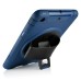 New Fashion 360 Degree Rotating Plastic Stand Defender Case With Touch Screen Film Hand Belt For iPad Mini 1 / 2 /3 - Blue