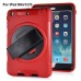 New Fashion 360 Degree Rotating Plastic Stand Defender Case With Touch Screen Film Hand Belt For iPad Mini 1 / 2 /3 - Red
