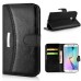 New Fashion Lichi And Crazy Horse Pattern Magnetic PU Leather Flip Stand Card Slots Case For Samsung Galaxy S6 Edge - Black