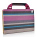 New Stripes Colorful Carrying Handbag PU Leather Smart Stand Case Cover For iPad Mini 4 - Purple And Black