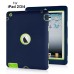 Newest Heavy Duty Shockproof Rugged Armor Hybrid Plastic And Silicone Defender Case Back Cover For iPad 2 / 3 / 4 - Blue And Green