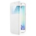 Noble Transparent Back And View Window Folio Leather Case For Samsung Galaxy S6 Edge Plus - White