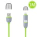 Noodle Design 2 in 1 8 Pin and Micro USB 2.0 High Speed Charging Sync Lightning Cable with Dust Cap for iPhone 5/5s/6 Samsung Galaxy S2/S3/S4 - Green