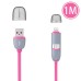 Noodle Design 2 in 1 8 Pin and Micro USB 2.0 High Speed Charging Sync Lightning Cable with Dust Cap for iPhone 5/5s/6 Samsung Galaxy S2/S3/S4 - Magenta