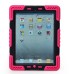 Pepkoo Spider Style 2 in 1 Hybrid  Plastic and Silicone Stand Defender Case with a Screen Film for iPad 2/3/4 - Black/Magenta