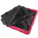Pepkoo Spider Style 2 in 1 Hybrid  Plastic and Silicone Stand Defender Case with a Screen Film for iPad 2/3/4 - Black/Magenta