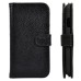 Premium Lychee Grain Design Genuine Leather Wallet Flip Case For Samsung Galaxy S4 i9500 - Black