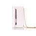 Rhinestone Magnetic Snap PU Leather Chain Handbag Folio Case With Card Slots for iPhone 7 - White